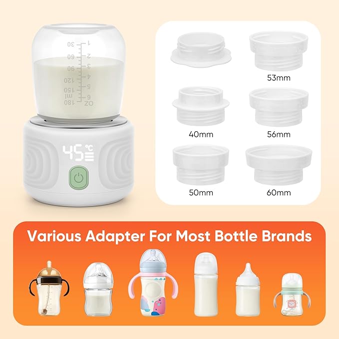 Baby Bottle Warmer, Maypott Portable 3 Minutes Fast Milk Warmer for Travel with 4 Selectable Temperature & Burn Protection, Leak-Proof & Safe Rechargeable Bottle Warmer for Breastmilk, Formula, Water