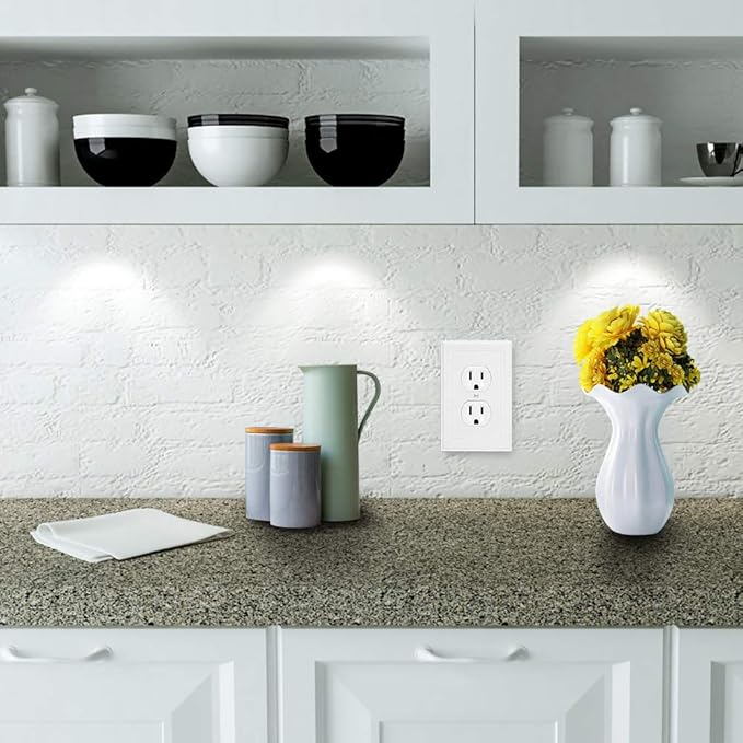 Henne Bery Sunken Pearls Heavy Duty Decorative Wall Plate Switch Plate Outlet Cover (Single Duplex, 2 Pack, White)