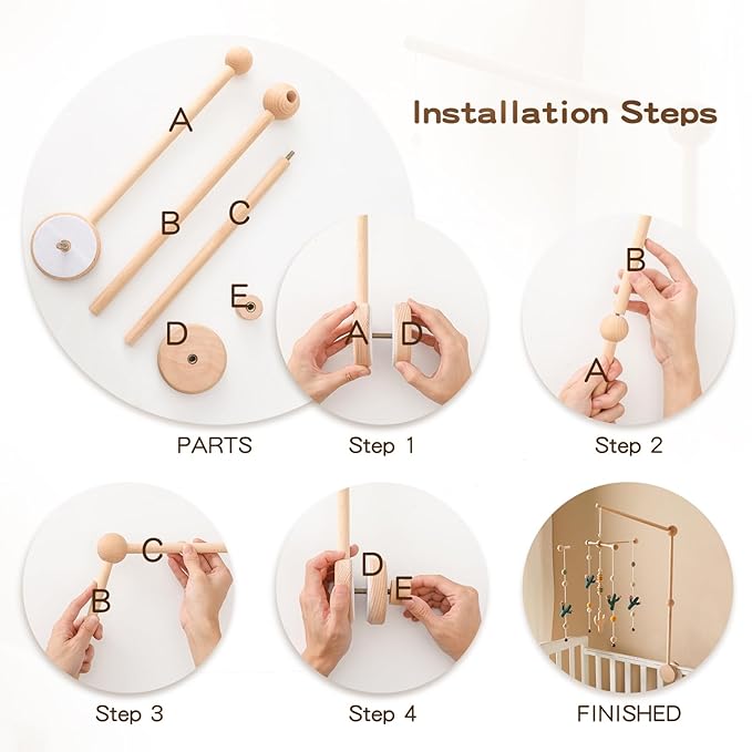 let's make Updated Wooden Mobile Arm for Crib 30 inches-Baby Mobile Hanger for Crib Nursery Mobile Holder 360° Rotatable for Hanging Mobiles Plush Dolls | Gift for Baby Shower & Nursery Decoration