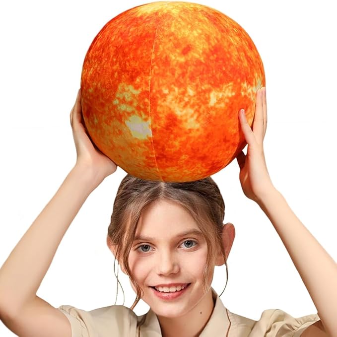 Ultra-ealistic 3D Planet,Moon,Earth,The Sun,Pillow Plush Toys,for Kids Teens Adults, for Teachers and Parents, Educational Toy Learning, 10.6 in (The Sun)