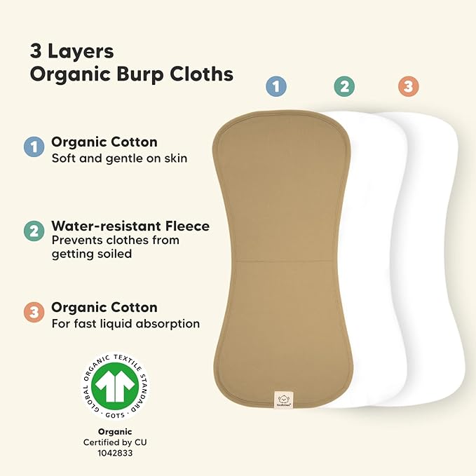 Organic Burp Cloths Baby Boy & Girl - 5-Pack Super Absorbent Cotton Burping Cloths for Babies, Soft & Plush Newborn Spit Up Rags, Infant Towels for Milk Spit Up, Unisex, Large 21" x 10" (Terracotta)