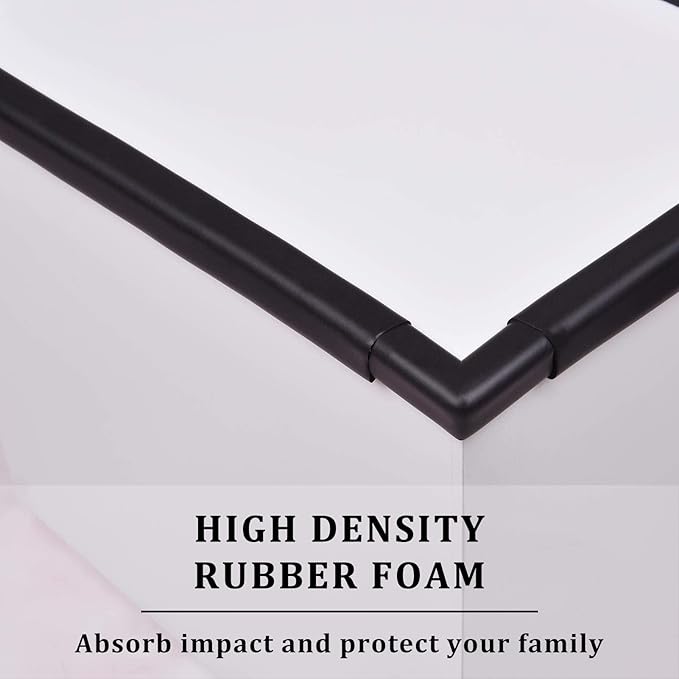 Baby Proofing Edge and Corner Guards, Safety Furniture Bumper with 3M Double-Sided Tape,16.40ft Edge + 4 Pre-Taped Corners Baby Corner Protector for Fireplace, Table, Stair, Cabinet(Black)