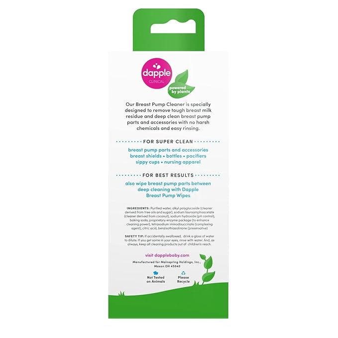 Dapple Breast Pump Soap Baby, 8 Fl Oz Bottle, Fragrance Free, Plant Based & Hypoallergenic Liquid Soap - Easy Rinse Formula Removes Milk Residue & Leaves No Taste