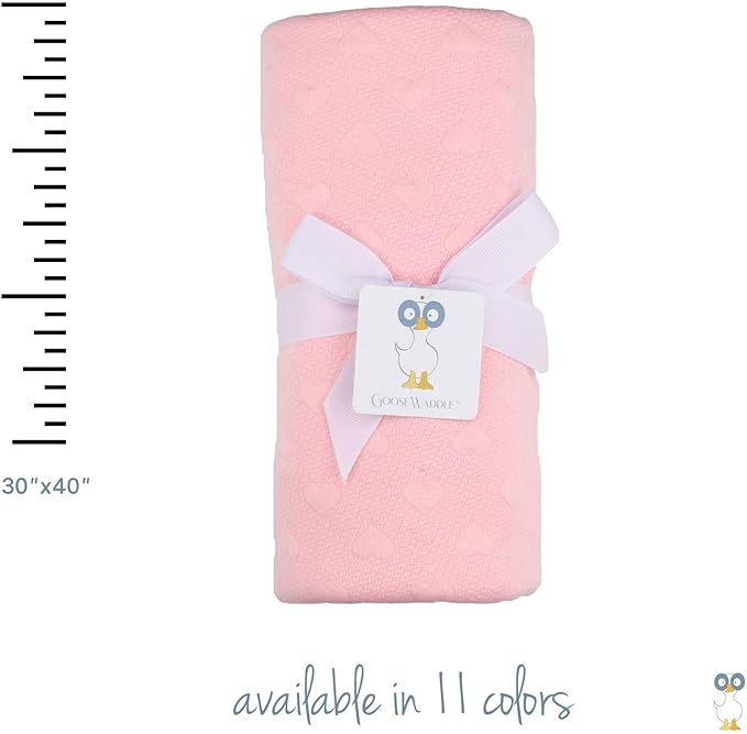 GooseWaddle Luxury Knit Baby Blanket (30”x40”), Premium Comfort from Ultra Soft Fabrics That Get Softer with Use, Perfect for Any Infant Nursery, Machine Washable 100% Polyester (Pink)