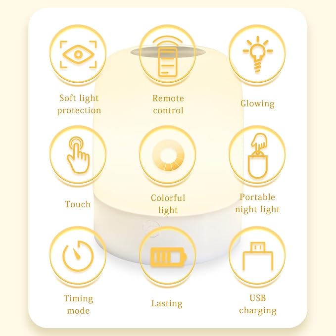 Night Light for Baby Nursery 13 Colors Bedside Touch Sensor Night Lamps for Kids Breastfeeding and Sleep Aid, USB Rechargeable Nursery Lights with Dimmable, Warm Light