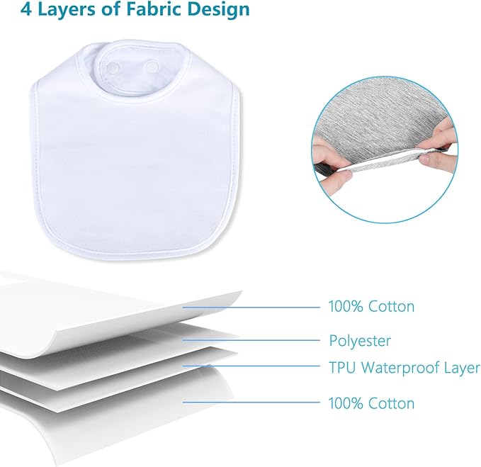 Hakochia Waterproof Baby Bibs Organic Cotton Super Soft and Absorbent With Adjustable Snap for Baby Boys and Girls