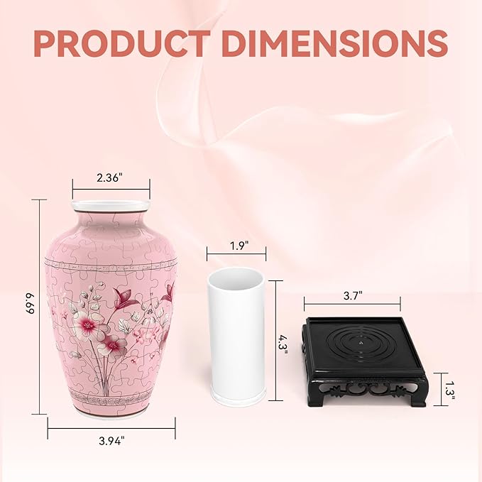 3D Puzzles Vase for Adults, Crafts for Adults, 120 Pieces Plastic DIY Unique Flower Vase with LED Light House Warming Gift Birthday Gifts for Flower Arrangements and Home Decor (Pink)