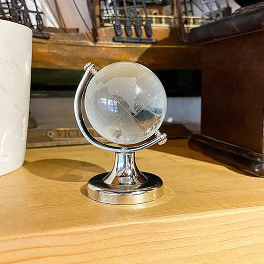 Mini World Globe Crystal Glass balls,Clear Paperweight decorative,small Earth globe for desk decorations,Office Home table Decor,tiny Ornaments Gifts, Miniature Ball Sphere paper weights,Diameter 5cm