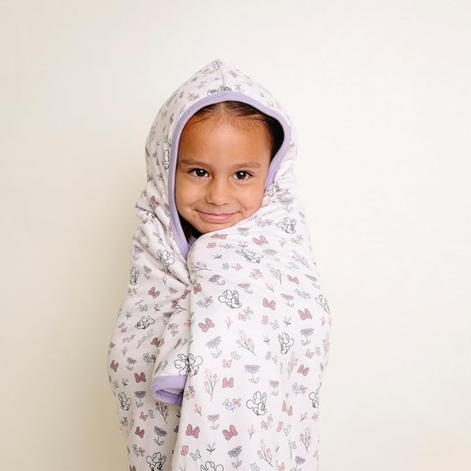 Premium Big Kid Hooded Towel "Minnie Mouse's Bowquet" by Copper Pearl