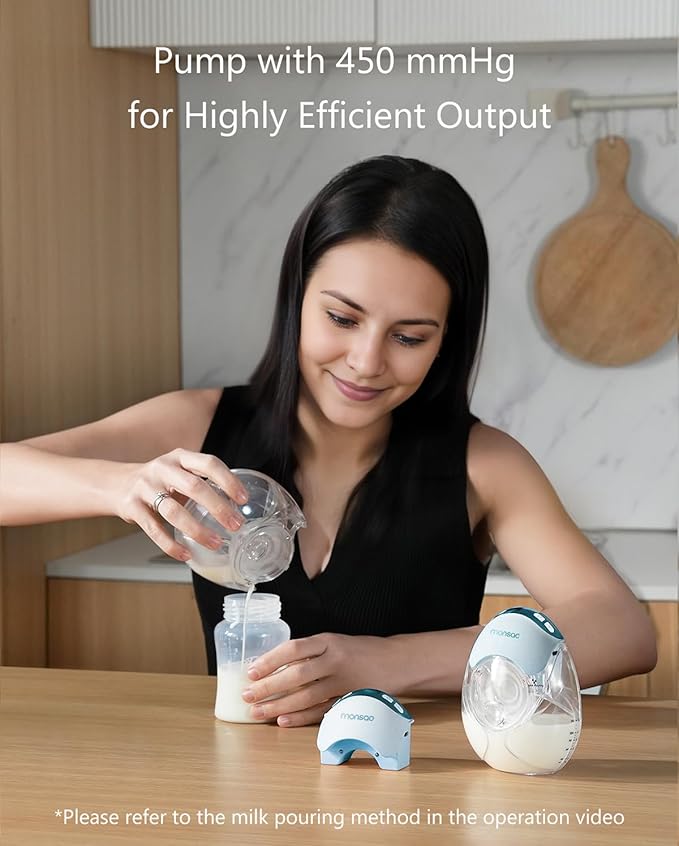 Wearable Breastfeeding Pump, Breast Pump Hands Free with 3 Modes & 12 Levels, Portable Electric Breast Pump Quiet & Lightweight for Travel, 18/21/24mm, 2 Pack, Blue