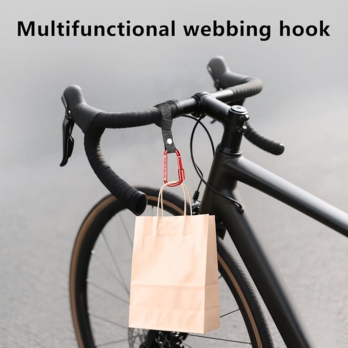 Stroller Hooks for Bags with Locking Stroller Carabiner Clip – Heavy-Duty Hooks for Diaper Bags, Groceries, Backpacks on Strollers, Bikes & Shopping Carts (Red, 2 Pieces)