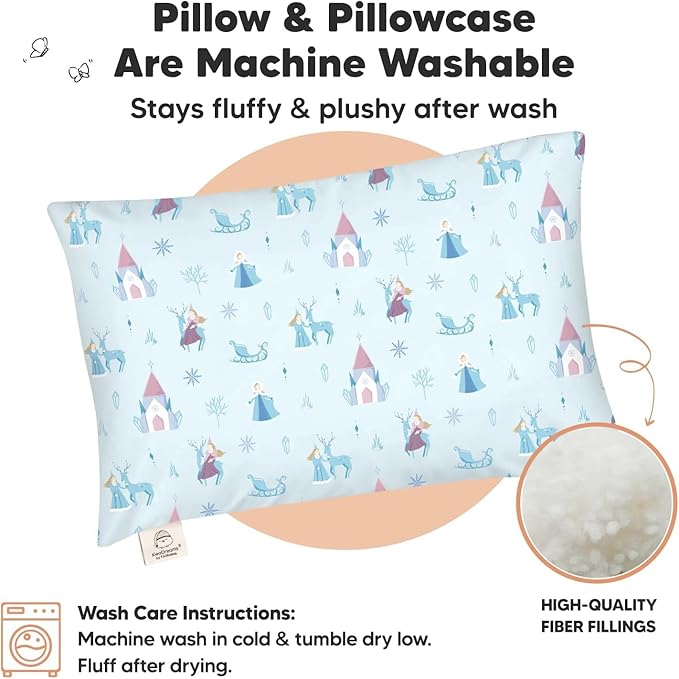 Toddler Pillow with Pillowcase - 13x18 My Little Dreamy Kids Travel Bed Pillows for Sleeping, Organic Cotton Small Pillowcase,Soft & Breathable,Machine Washable,Toddlers 2-5 years old(Enchanted Frost)