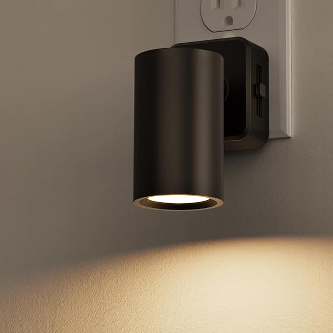 Briignite Night Lights Plug into Wall, 320° Rotation Plug in Night Light, Dusk to Dawn Nightlight, Dimmable Soft White 1W Led Night Light for Bedroom, Spot Light, Kids Room, Stair