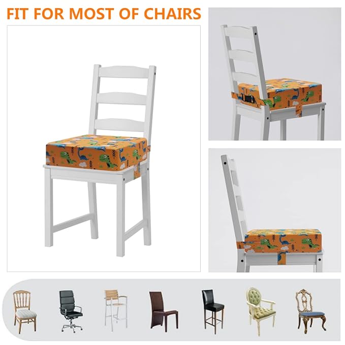 Toddler Booster Seat for Dining Table - 4in Cushion, Portable Booster for Baby, Adjustable Kids Chair Height, Washable Seat Pad Mat