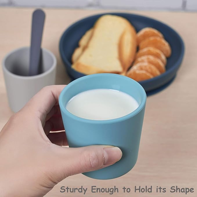 Silicone Toddler Cup 5 oz, First Open Cup for Toddlers 1-3 years old, Unbreakable Open Cup for Baby Non-Smell, Anti-Slip, Dishwasher Safe (Purple)