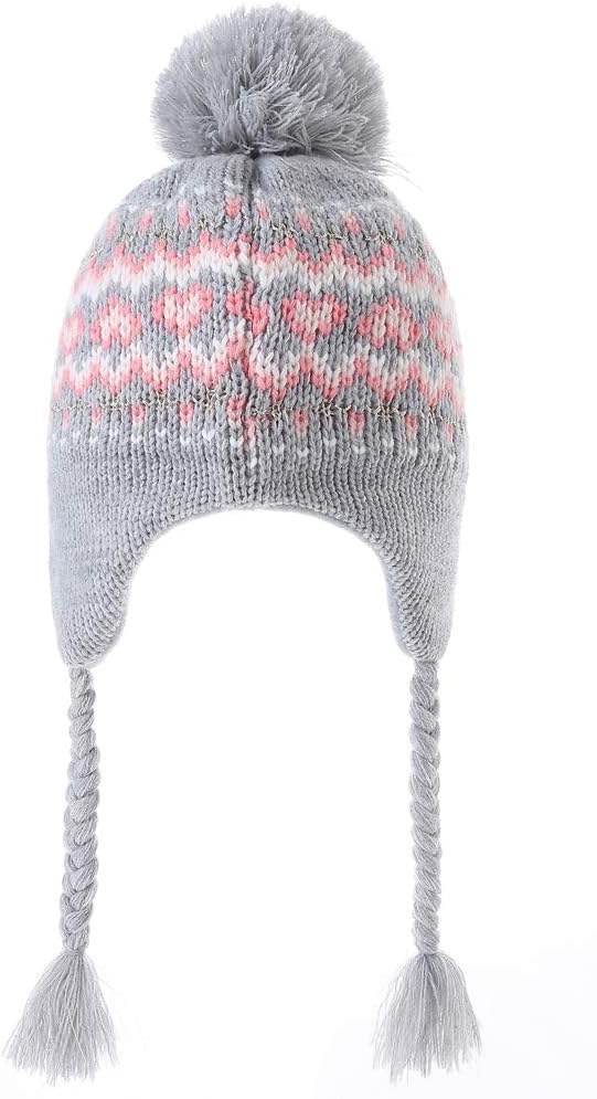 Moon Kitty Girls Knit Hats Winter Fleece Lining Skiing Winter Caps with Warm Ear Flap