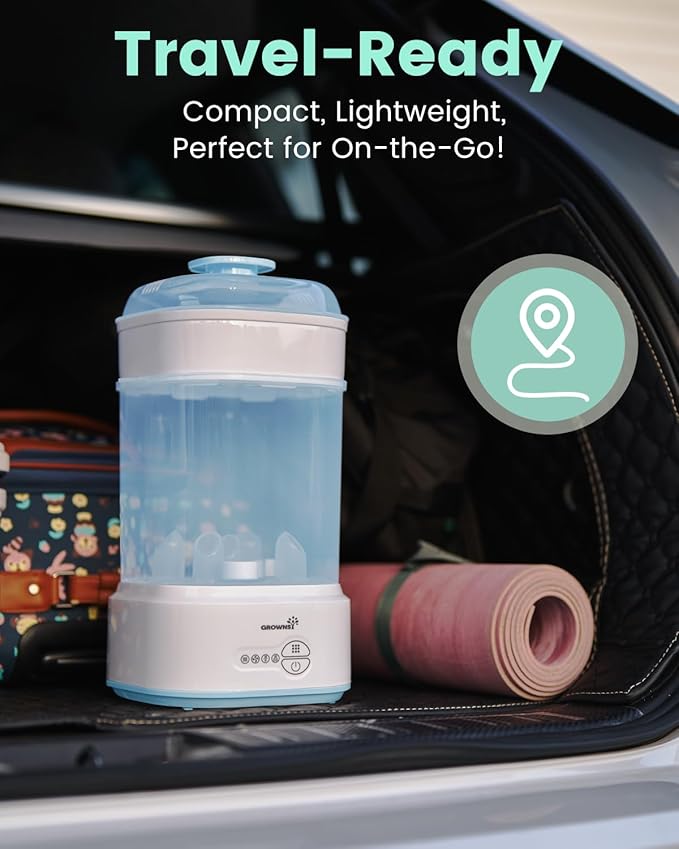 Bottle Sterilizer and Dryer, Compact Electric Steam Baby Bottle Sterilizer (Esterilizador de Biberones), Bottle Sanitizer for Baby Bottles, Pacifiers, Pump Parts Blue