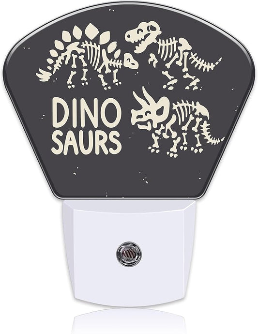 Cute Skeletons of Dinosaurs Night Light for Kids, Dinosaurs Skeletons LED Night Light Plug into Wall with Dusk to Dawn Sensor for Girls Boys Bedroom, Hallway, Kitchen, Bathroom, Stairs Decor