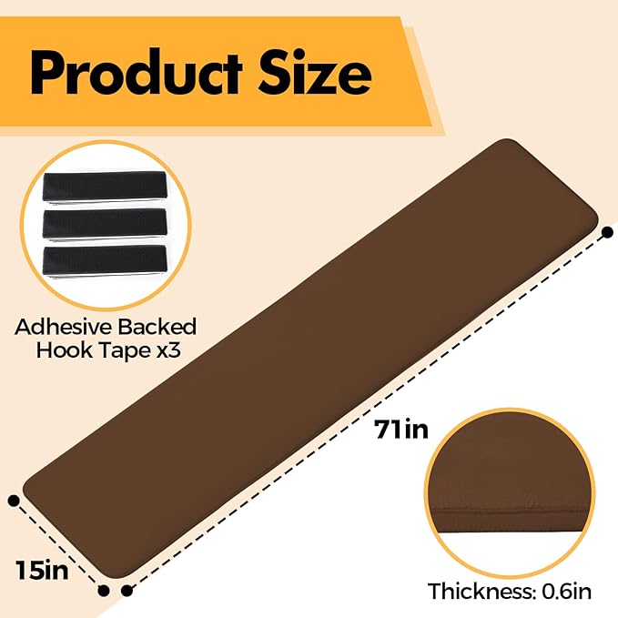Thick Memory Foam Fireplace Baby Proofing, 71x15 in Soft Hearth Cover Baby Proof, Hearth Cushion Fireplace Protectors for Children Proofing, Edge Protector, Brown