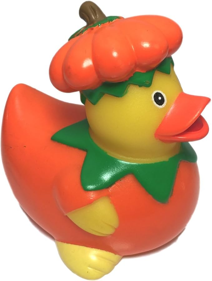 3" Halloween Pumpkin Rubber Duck [Sealed Hole, Floats Upright] - Baby Safe Bathtub Bathing Toy
