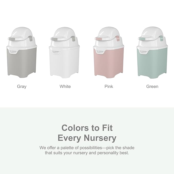 Foundations Mini Diaper Pail with Airtight Lid - Durable & Odorless Diaper Disposal, Large Capacity, Holds up to 30 Newborn Diapers, Refill with Any Bags - Pink