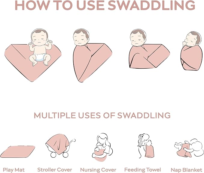 JELLYMONI Muslin Swaddle Blankets for Unisex, 2 Pack Newborn Receiving Blanket, Large 47 x 47 inches Soft Breathable Muslin Baby Blanket for Newborn Boys & Girl