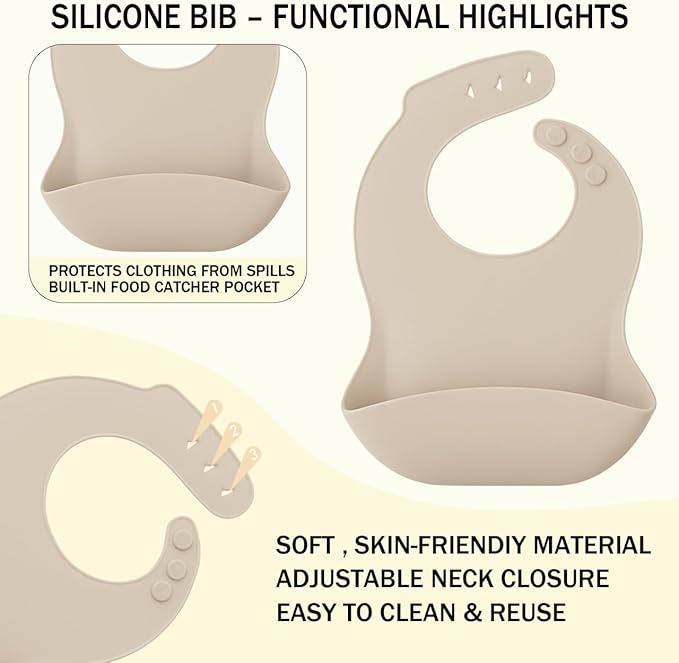 12 Piece BPA-Free Silicone Baby Feeding Set,Non-Slip Suction Plates,Soft Baby Bowls, Wooden Utensils & More ，Make Feeding Time Safe,Dishwasher Safe – Ideal for 6+ Months