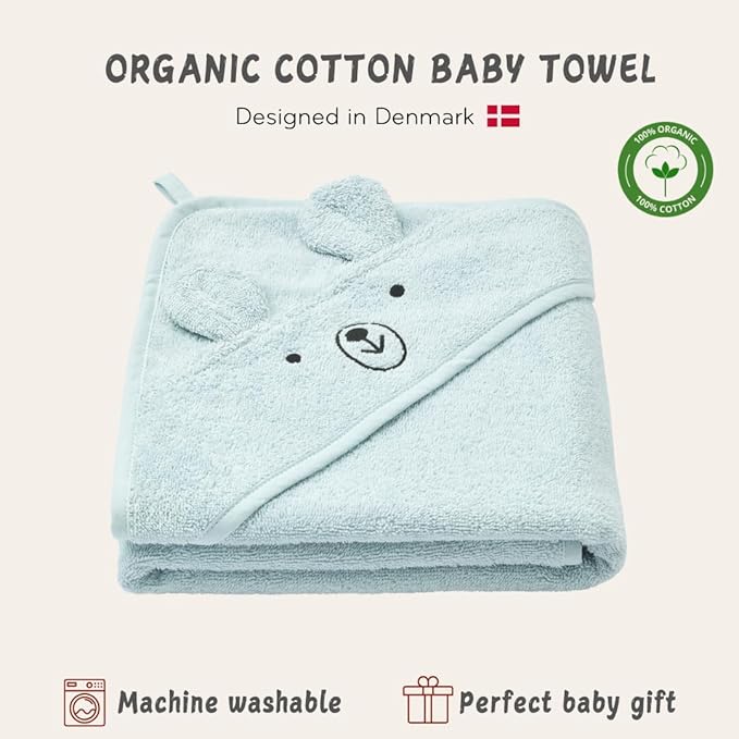 Baby Hooded Towel – Organic Cotton Baby Bath Towels – Baby Towels, Baby Bath Towels for Baby Boy, 32" x 32" Super-Soft and Absorbent Baby Towels for Newborn(Bear - Baby Blue)