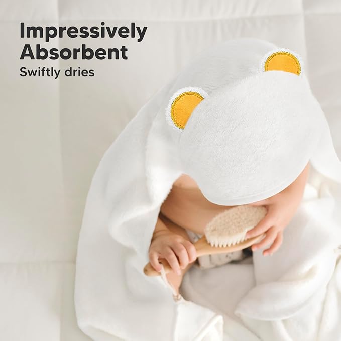 KeaBabies Hooded Baby Towel for Newborn - Viscose Derived from Bamboo Large Baby Bath Towels with Hood for Boys, Girls, Toddler, Extra Absorbent & Soft Newborn Bath Essentials (Bear, Regular)