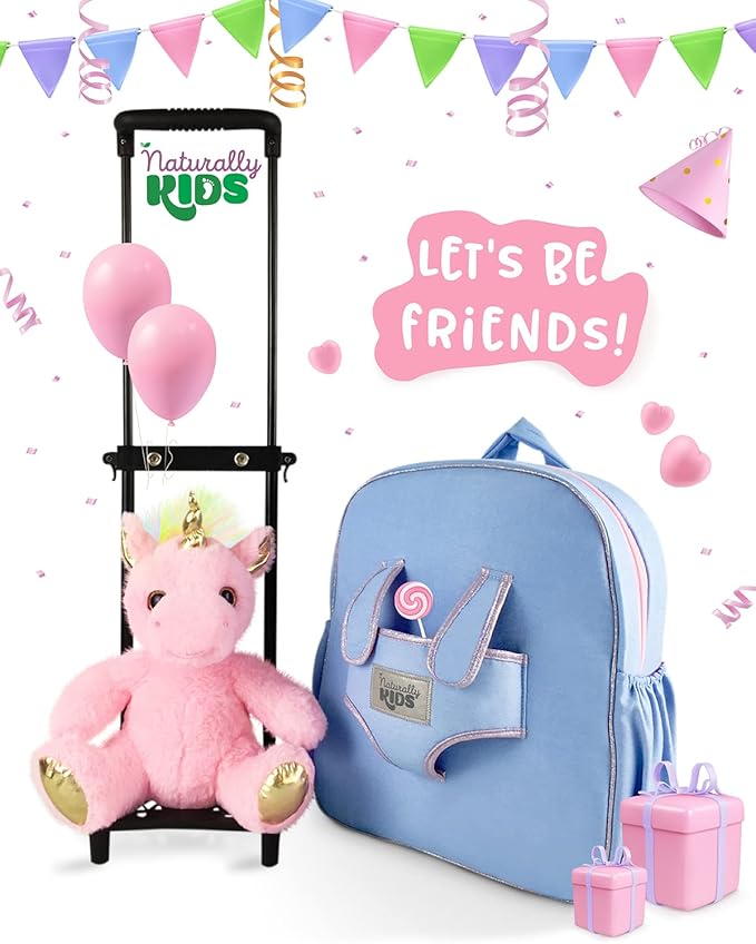 Toddler Luggage for Girls w Unicorn Toys, Kids Rolling Backpack for Girls, Toddler Suitcase, Gifts for 3 4 5 6 Year Old