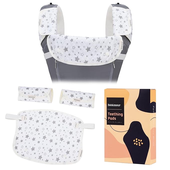 Bebamour Drool and Teething Reversible Cotton Pad For All Carry Positions Baby Carrier White Drool Bib For Boys & Girls(Light Grey)