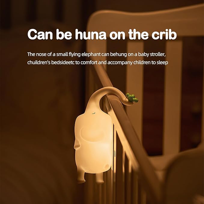 S NMT Cute Elephant Silicone Night Light LED Novelty Lamp 3 Level Dimmable Nursery Nightlight USB Rechargeable Timing Sleeping Lamp for Baby Kids Decor