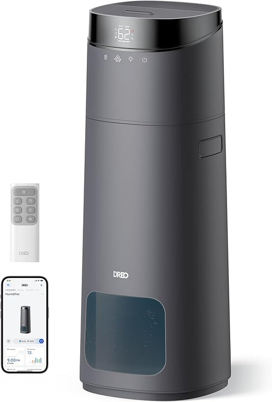 Dreo 16L Smart Humidifier Large Room 1000 ft², 130H Cool Mist Air Humidifiers for Bedroom Plants Baby, Top Fill, Remote/Touch/Voice & APP Control, Self-Cleaning Tank, 30dB, RGB Light, HM755S Grey