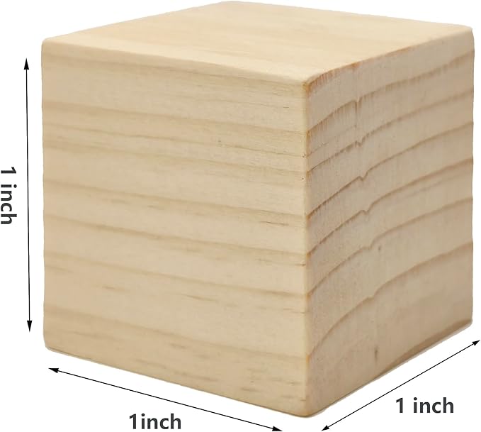 100 PCS 1 Inch Wooden Cubes,Unfinished Wood Blocks for Crafts,Wood Square Blocks for Crafts,Natural Blank Square Wooden Blocks