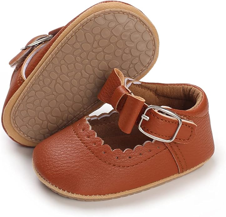 COSANKIM Baby Girls Mary Jane Flats Shoes Anti-Slip Rubber Sole Infant Toddler Princess Wedding Dress Shoes