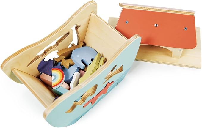 Tender Leaf Toys - Little Noah’s Ark - Wooden Animal Shape Sorting Toy - Compact and Made for Little Hands, Improve Hand-Eye Coordination and Concentration for Boys and Girls - Age 2+