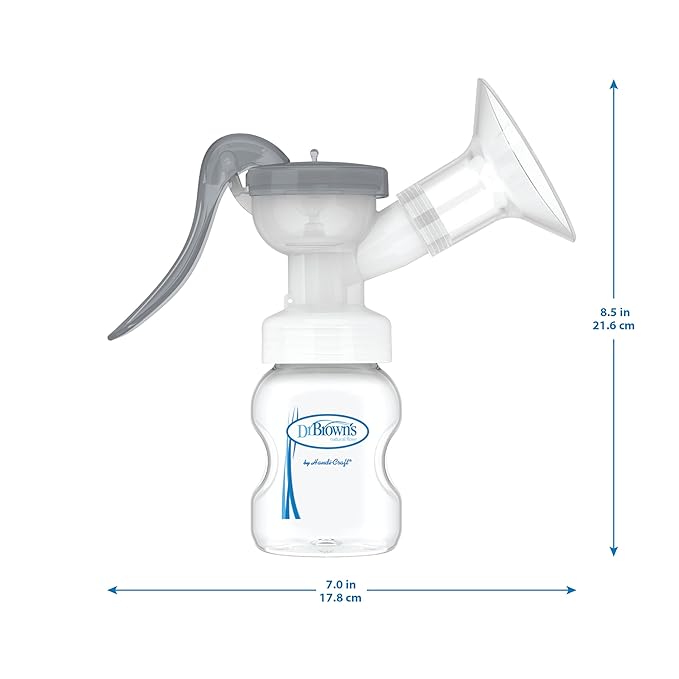 Dr. Brown's Manual Breast Pump with SoftShape 100% Silicone Shield (B,25mm flange) & Anti-Colic Options+ Wide-Neck Baby Bottle 5 oz/150 mL,with Level 1 Slow Flow Nipple