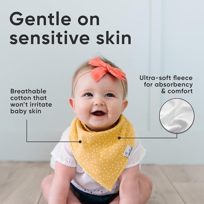 Copper Pearl 4 Pack Soft Cotton Baby Bibs for Drooling and Teething, Absorbent Drool Bibs for Baby Girl and Boy, Adjustable to Fit Newborns to Toddlers, Tons of Styles (Hope)