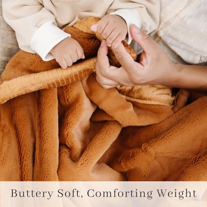 SARANONI Luxury Security Blankets for Babies | Ultra-Soft Lush and Boutique Quality Baby Blanket | Camel, Mini - 15" x 20"