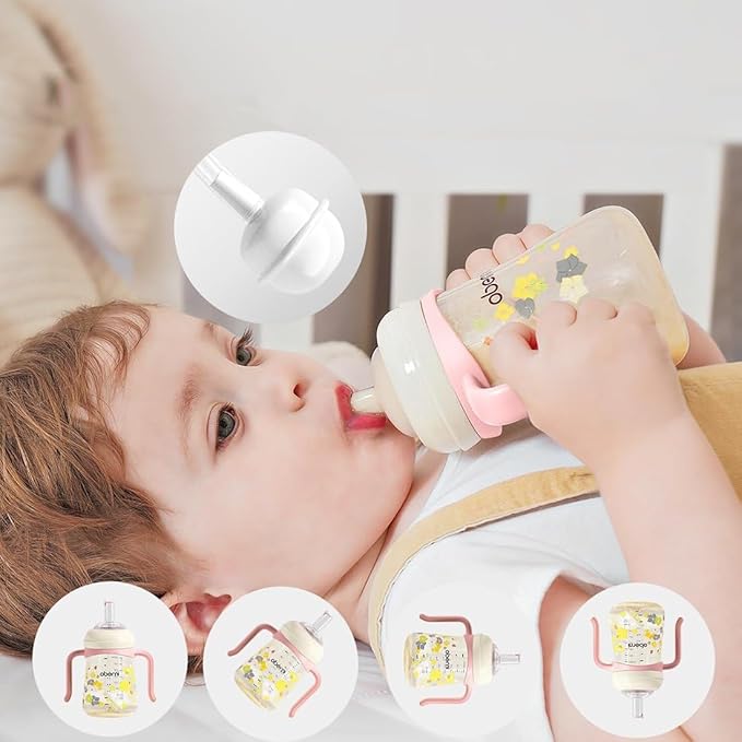 Baby Sippy Cup 240ml/8oz, Toddler Water Drinking Bottle with Non-Spill Valved Spout for 6+ Months, Green/2Pack