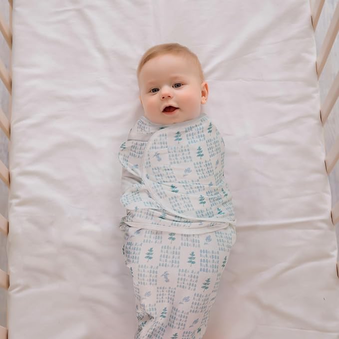 Baby Swaddle Sacks, 3-Pack Newborn Organic Cotton Swaddle Wrap, Adjustable Swaddling Blankets, Nursery Swaddling Essentials for Newborn 0-3 Months, Infant Shower Items Gift (Dinosaur & Forest)