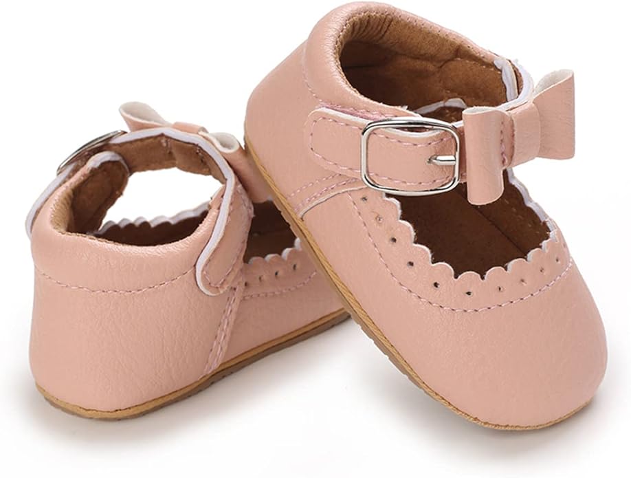 COSANKIM Baby Girls Mary Jane Flats Shoes Anti-Slip Rubber Sole Infant Toddler Princess Wedding Dress Shoes
