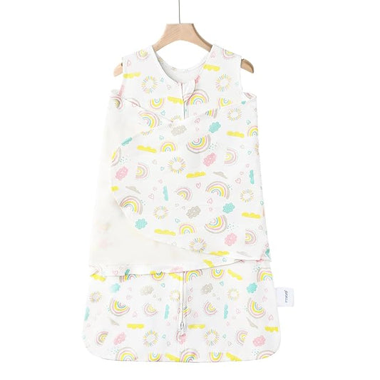 Swaddle-Blanket Baby Girl & Boy Swaddles Newborn Infant Transition 100% Cotton Wrap Blankets, 3-Way Adjustable Wearable Blanket, TOG 1.0 (Rainbow, 3-6 Month)