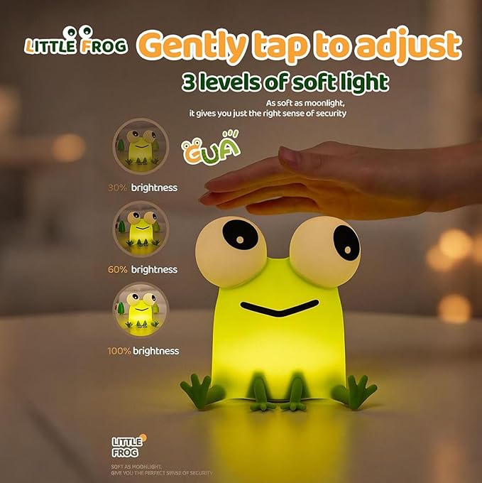 DREAMING MY DREAM Frogs Night Light,Dimmable Silicone Animal Nursery Night Light,Frogs Lamp Decor for Kids Room Bedroom,Birthday Christmas Unique Gift for Kids boy GirlsFrogs