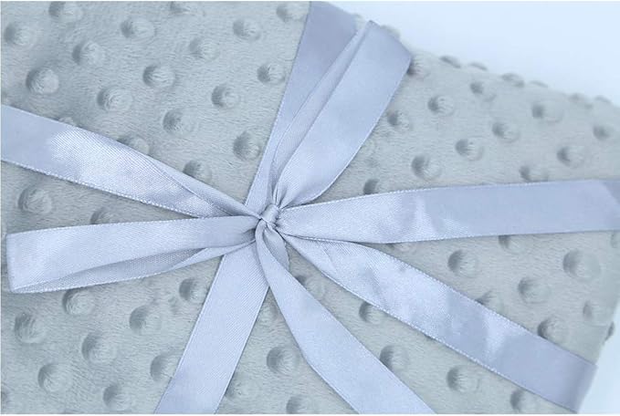 Unisex Children's Baby Quilt Soft Baby Blanket Minky Dot- Sherpa Fleece Baby Blanket 30 by 40 Grey