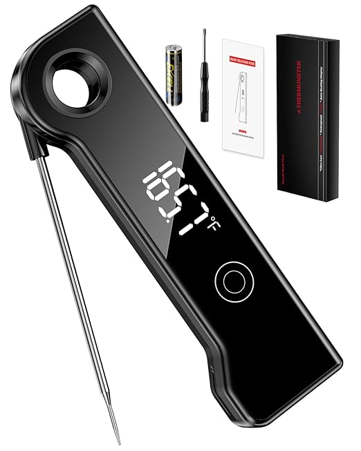 2025 Meat Thermometer Digital, ±0.5°F Accuracy Instant Read Thermometer180° Rotating Display, Calibratable and Auto Off, IP67 Waterproof Food Thermometer for Cooking,Grill,Oil Deep Fry, Brewing,Candy