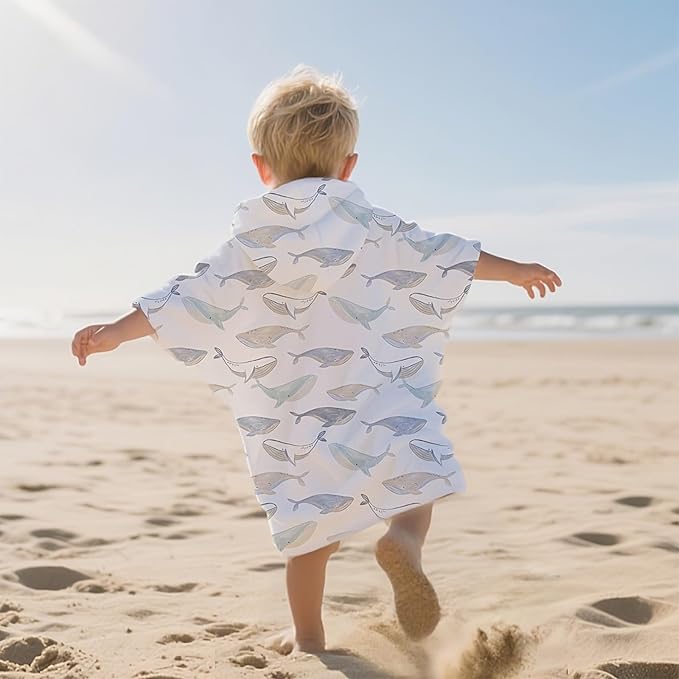 Toddler & Kids Hooded Bath & Beach Towel - Microfiber Wearable Poncho for Bathroom, Pool, Beach