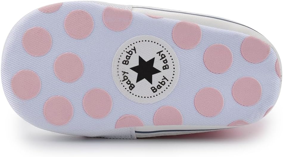 Meckior Baby Girls Boys Canvas Sneakers Soft Sole High-Top Ankle Infant First Walkers Crib Shoes