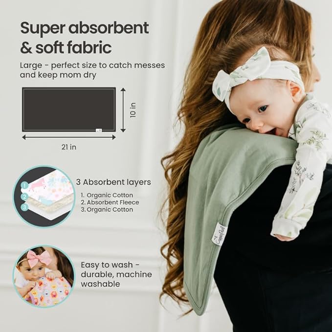 Copper Pearl Baby Burp Cloth Large 21''x10'' Size Premium Absorbent Triple Layer 3-Pack Gift Set Bliss