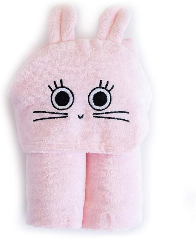 Milk&Moo Baby Hooded Towel, 100% Organic Turkish Cotton, Ultra Absorbent Bath Towel with Hood, 27x47 Inch, for Baby Boys & Girls (0-2 Years, Pink)